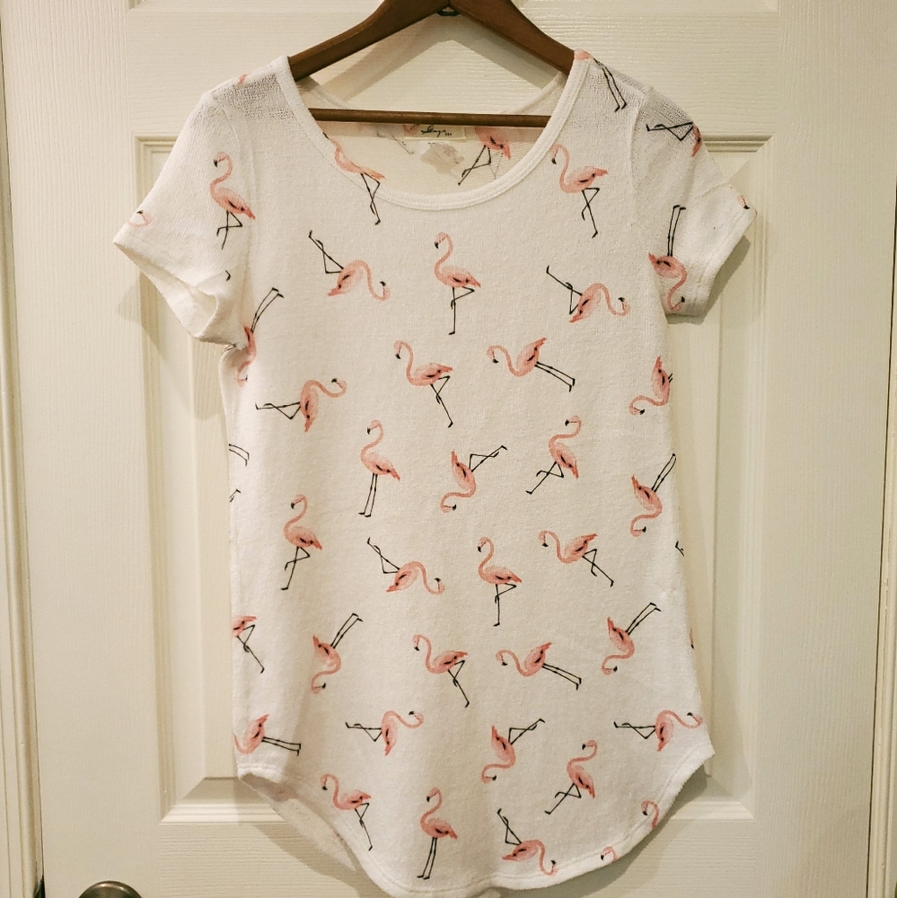 Short Sleeve Flamingo Print Tunic